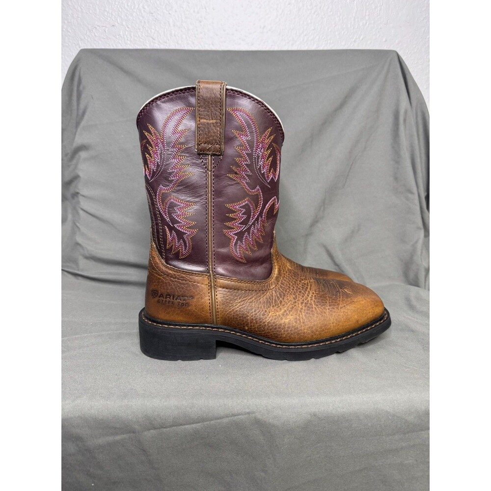 Ariat Krista Pull-On Steel Toe Work Western Boots Cowgirl 10009494 Size 8B EUC